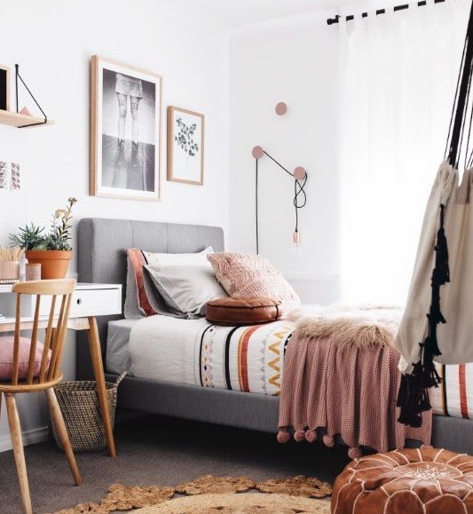Bedroom for young people in Nordic and modern style