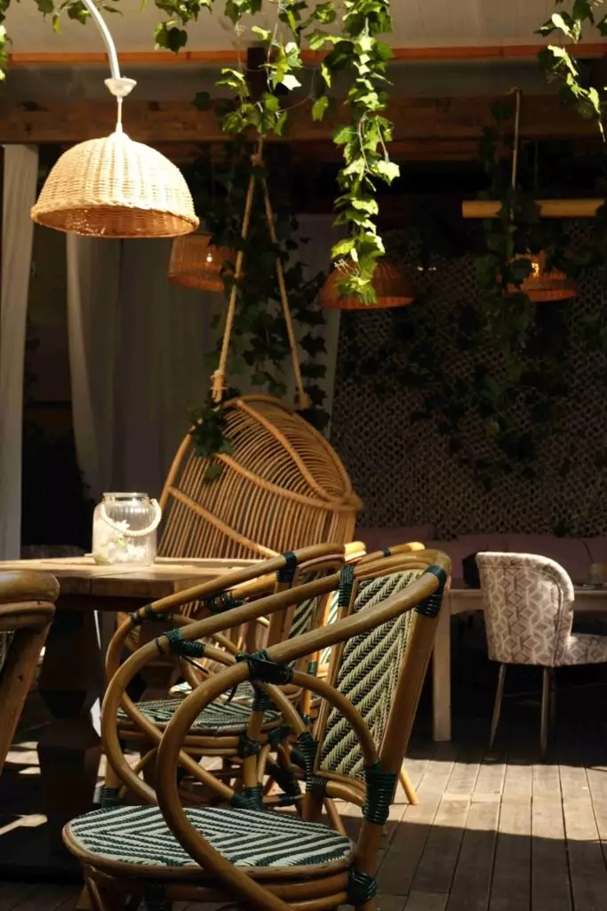 terrace with bohemian style furniture