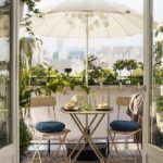 Outdoor furniture and umbrella