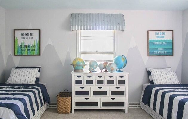 A shared bedroom for boys with two beds