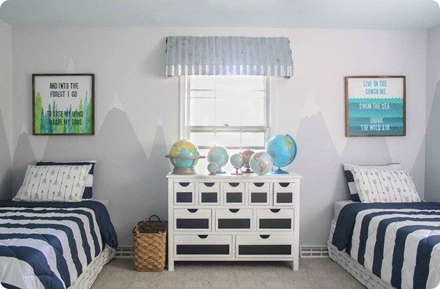 A shared bedroom for boys with two beds