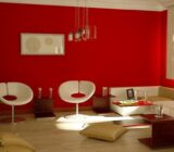 More than 20 photos where the color red predominates in the decoration of the living room